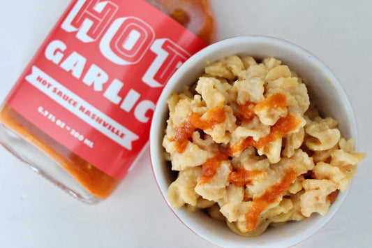 Hot Garlic Hot Sauce on Mac and Cheese