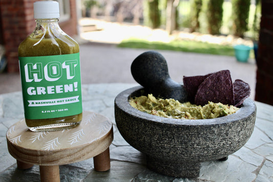 Hot Green Hot Sauce and Spicy Guacamole 