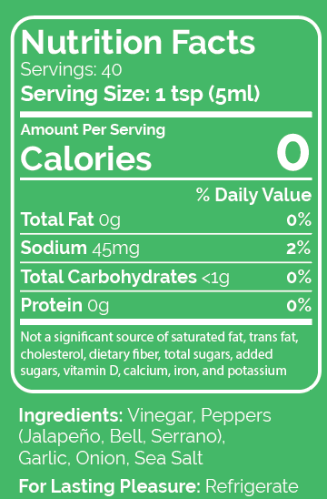 Hot Green Nutrition Label